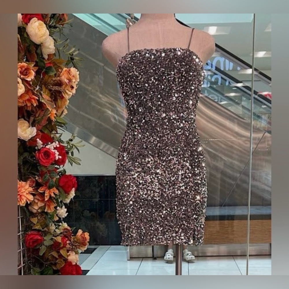 Forever 21 Elegant Sequin Dress - Silver Glittering Mini Dress -